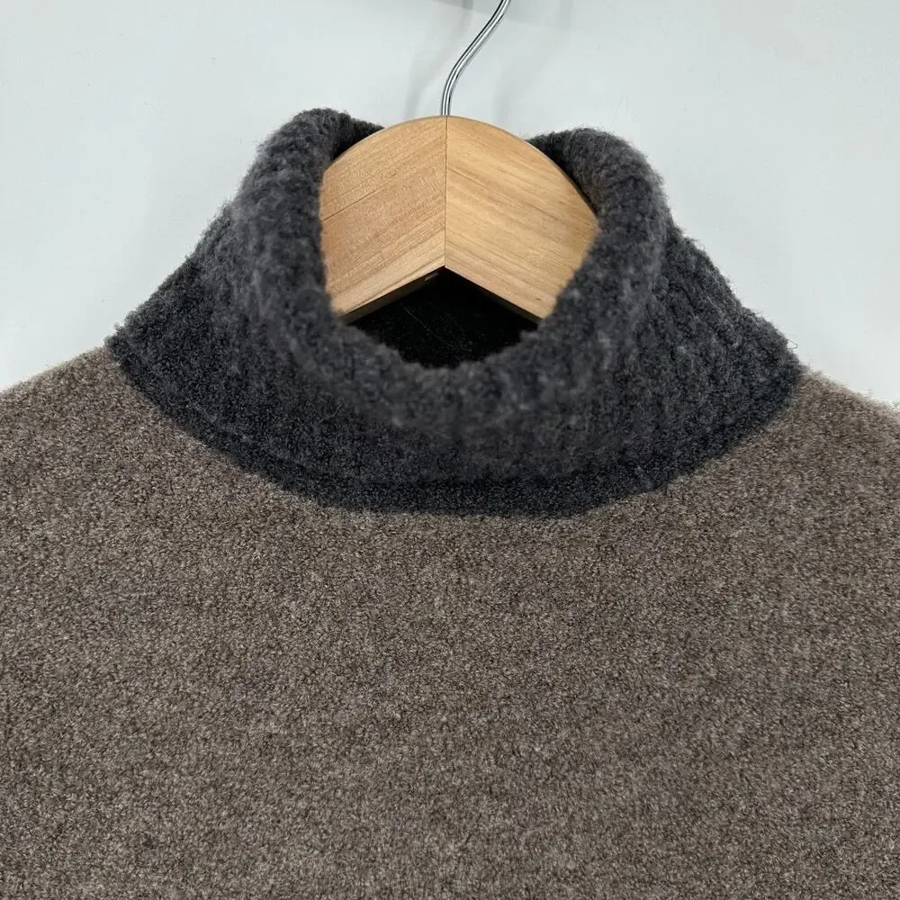 Eleventy Boiled Wool Blend Color Block Turtleneck Sweater